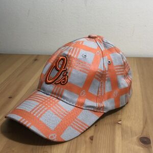 Baltimore Orioles O's Fitted Baseball Hat Cap One Size Fit Plaid Orange Gray MLB